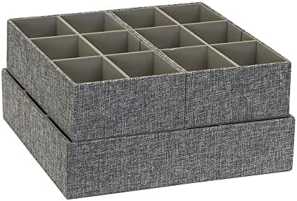 Household Essentials 3 Piece Drawer Organizers Starter Set, Customizable Inserts, Large Tray and 2 Small Trays, Graphite
