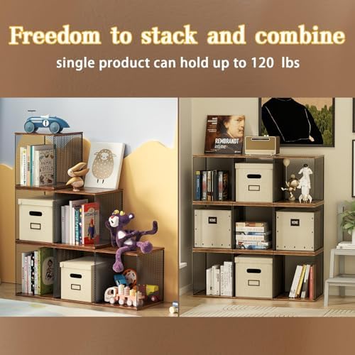 Dmevkic 2 Cube Organizer Bookshelves DIY Variable Stackable Cube Storage Organizer for Kid Bedroom,Living Room,Small Boo