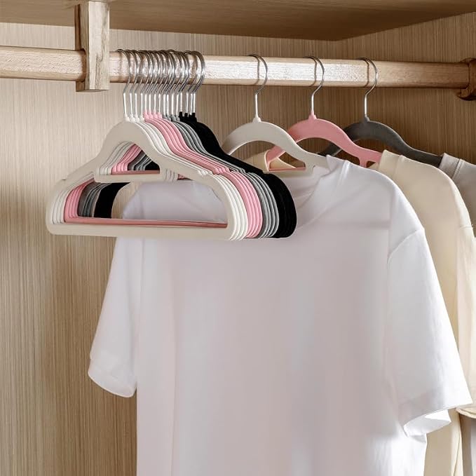 Velvet Hangers, Heavy Duty Gray Hangers for Coats, Pants & Dress Clothes, Non Slip, Space Saving, Pack of 50