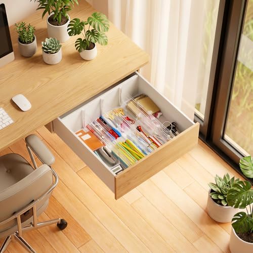 LETGO 8 Pack Drawer Dividers 6" High - Tall Acrylic Drawer Divider for Clothes, 12.3-18" Adjustable Dresser Deep Drawer 