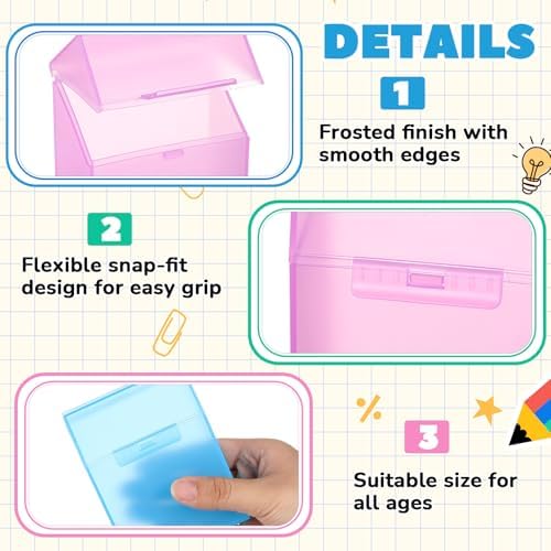 Clabby 12 Pcs Clear Plastic Crayon Boxes Hold 24 Count, Crystal