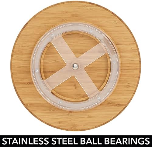 mDesign Lazy Susan Turntable Bamboo Spinner for Kitchen Cabinet, Pantry, Fridge, Cupboards, or Counter, Fully Rotating O