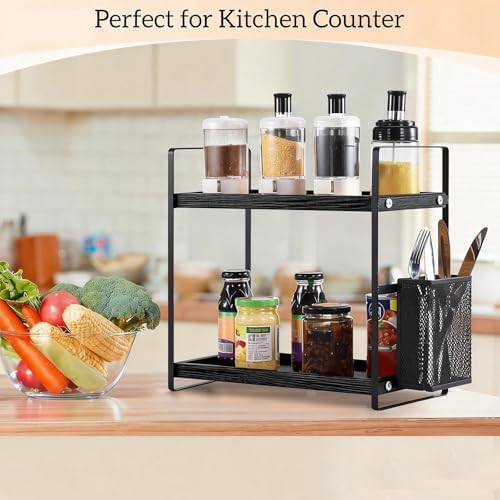 LEMIKKLE Coffee Station Organizer for Counter, Coffee Pods Holder Storage, Wooden Kitchen Counter Shelf, Coffee (Coffee 
