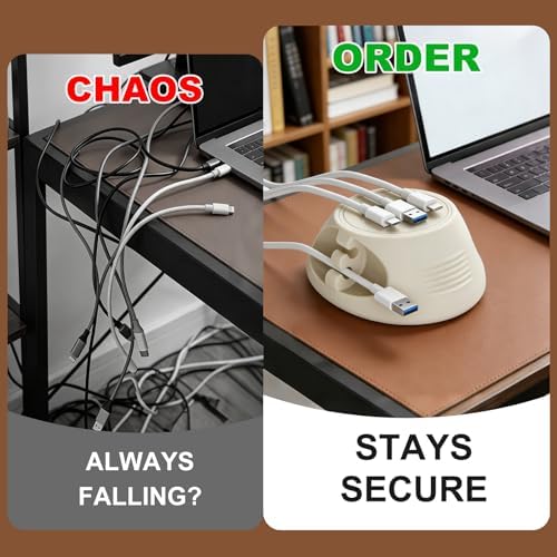 SOOoEC [N52 Ultra-Strong Snap-On Magnetic Cord Holder, Weighted Desktop Cable Organizer, Premium Liquid Silicone, No Col