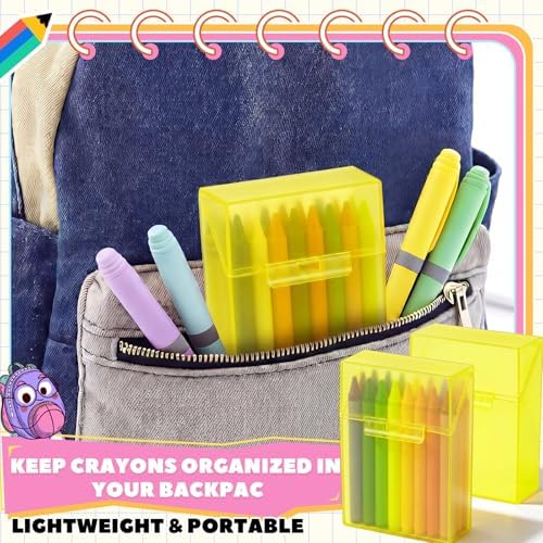 Clabby 4 Pcs Clear Plastic Crayon Boxes Hold 24 Count, Yellow