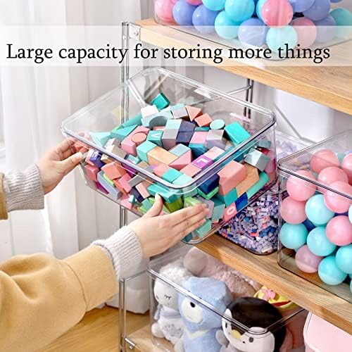 Clear Storage Bins With Lids,5 Packs Food Storage Organizer,Cabinet Storage Basket for Clothing, Towels, Cosmetics, Kitc
