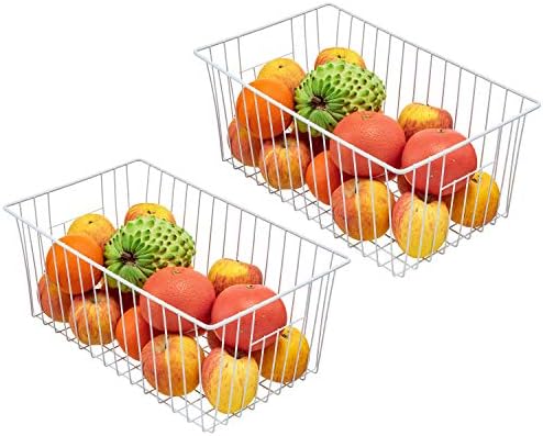 16" Upright Freezer Organizer Baskets, Wire Storage Bins Large Bakset for Freezer, Pantry, Kitchen, Bathroom Organizing,