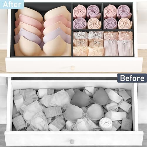 DIMJ Drawer Organizer Clothes - 16 Pack Baby Dresser Organizer for Nursery, Foldable Drawer Organizer Bins for Closet Bedroom Organization, Fabric Clothes Storage Dividers for Underwears, Socks, Bras