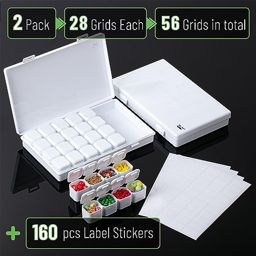 Mr. Pen- Bead Storage Containers, 28 Grids, 2 Pack, White