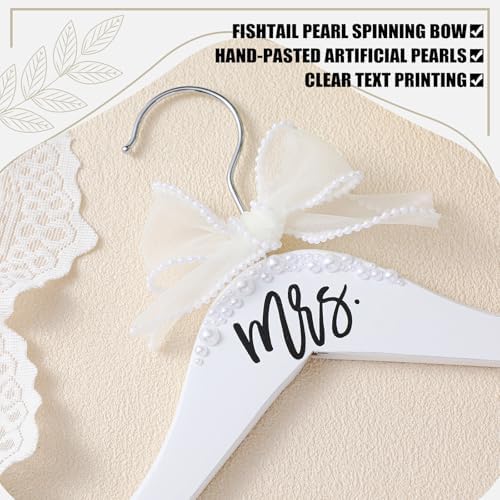Yuntau Bride Hanger for Wedding Dress Wooden Mrs Hanger,White,Mrs