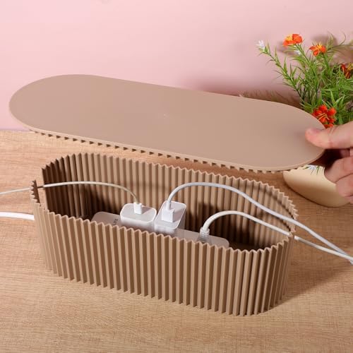 2 Pcs Large Cable Management Box, Plastic Cord Organizer for Power Strips, Surge Protectors, Chargers, Adapters, TV Comp