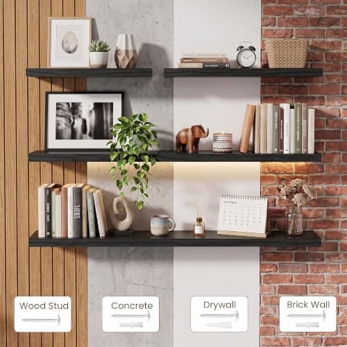55 Inch Floating Shelves for Wall 2 Pack, Wood Wall Bathroom Shelves