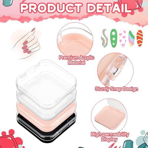 AceOrbit 48 Pcs Press on Nail Boxes with 180 Pcs Adhesive Double Sided Tape Acrylic Press on Nail Packaging Cases in 4 C