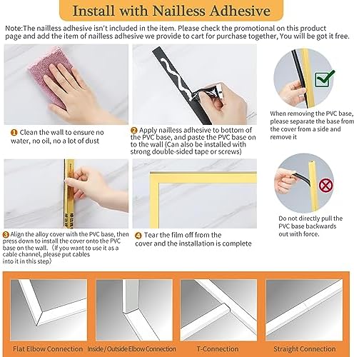 Aluminium Alloy U Shape Edge Trim Strip Decoration Profiles with Base, Metal Cable Raceway Cord Protector Hider Condense