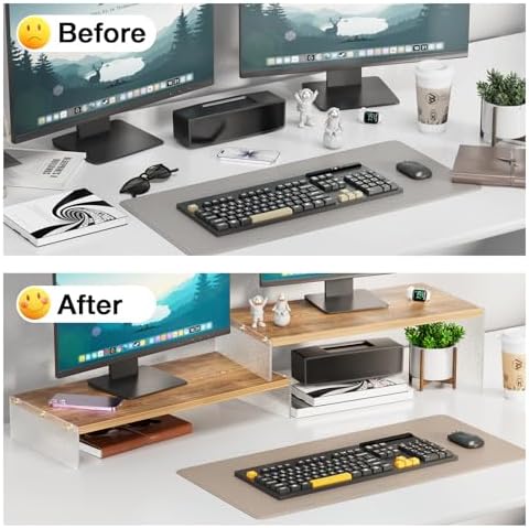 YGYQZ Adjustable Monitor Stand Riser, 9.4" ×19.3" Dual Monitor Desk Stand