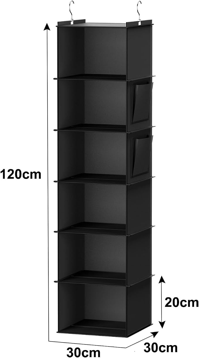 YOUDENOVA Hanging Closet Organizers and Storage, 6-Shelf Hanging Closet Shelves, Black | Storage