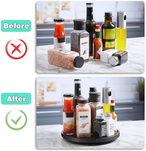 9" Wood Lazy Susan Turntable Organizer, Lazy Susan for Table Top Cabinet Dining Pantry Countertop Cupboard Organization,