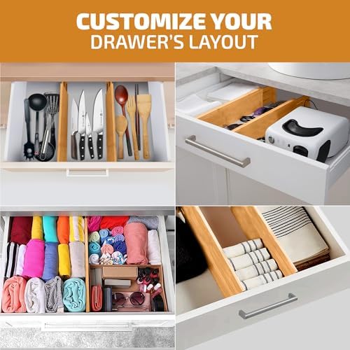 6-Pack Drawer Dividers 6-Inch High Dresser Drawer Organizer 11.5 to 17 Inch