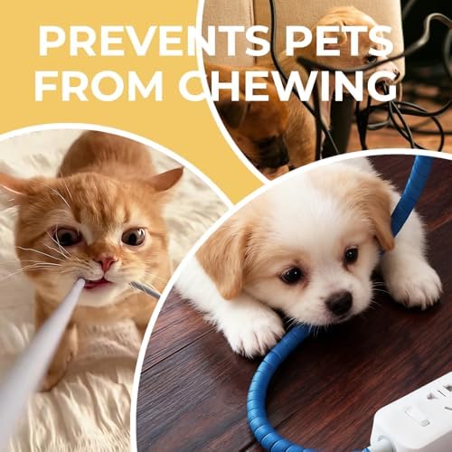 5/8" Spiral Cable Wrap, Plastic Wire Wrap Cord Protectors from Pets No Chew, Spiral Cable Management Sleeve Organizer fo
