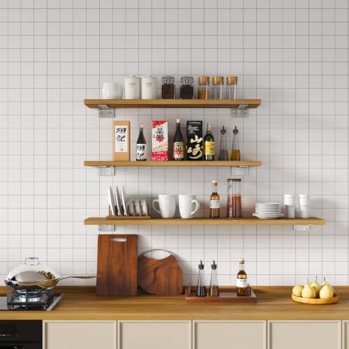 Stainless Steel Floating Shelf Brackets 12 inch 8 Pack L Brackets for Floating Shelves Heavy Duty Shelf Bracket for DIY 