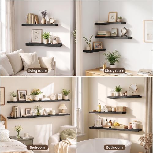 48 Inch Floating Shelves for Wall 2 Pack, Wood Wall Bathroom Shelves