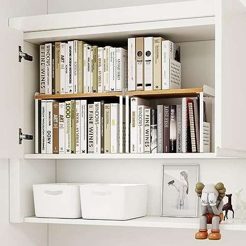 Mitus Stacking Wood Shelf Organizer, Counter Cabinet Storage Rack, Set of 2