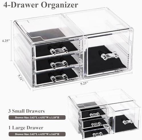 Sea Team Stackable Clear Acrylic Makeup Organizer with Drawers for Vanity