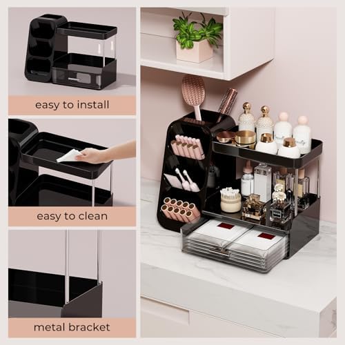 UFORU Makeup Organizer Countertop with Brush Holder for Vanity Bathroom