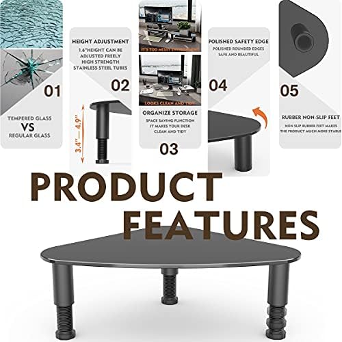 Hemudu 2 Pack Computer Monitor Riser | Triangle Save Space Desktop Corner Stand for Computer Monitor & Laptop Black HD01