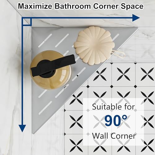 Qeke 10" Corner Shower Shelves 304 Stainless Steel, Brushed Nickel, 2 Pack