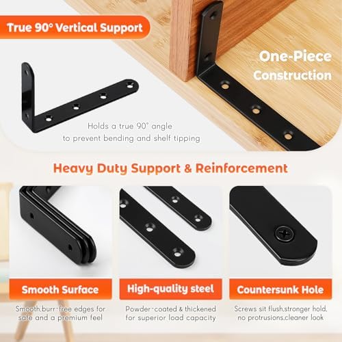 Shelf Bracket 8 Pack 5" Lx3 H 5mm Thick Heavy Duty Black L Brackets