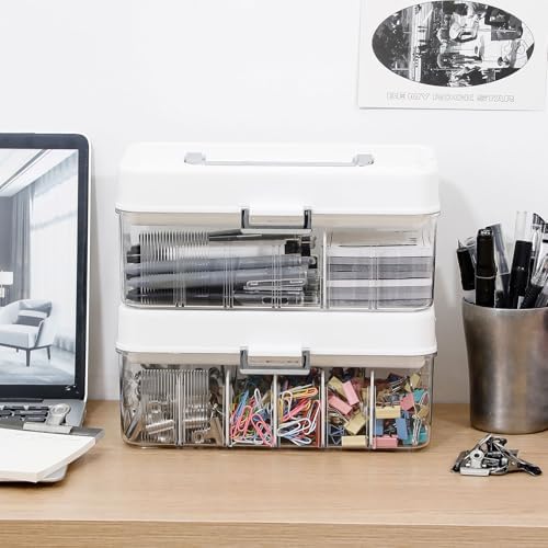 2 Pack Cable Storage Box for Desk Drawer, Plastic