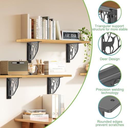 Dolibest 8 Inch Heavy Duty Shelf Brackets, 5MM Thickness L- Bracket , Metal Floating Shelf Bracket, Wall Shelf Bracket &