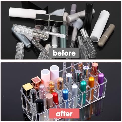 2 pcs Rollerball Perfume Organizer, 48 Spaces Clear Acrylic Perfume Storage Holder Beauty Scent Holder, Makeup Lipgloss 