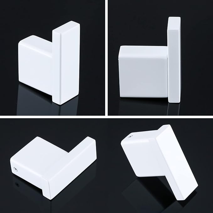 RANDOM White Towel Hooks Bathroom Hardware Accessories Wall Hook SUS 304 Stainless Steel Matte White Robe Hook for Bathroom Kitchen,Contemporary Style Wall Mounted 2 Pack.96009-8MW3