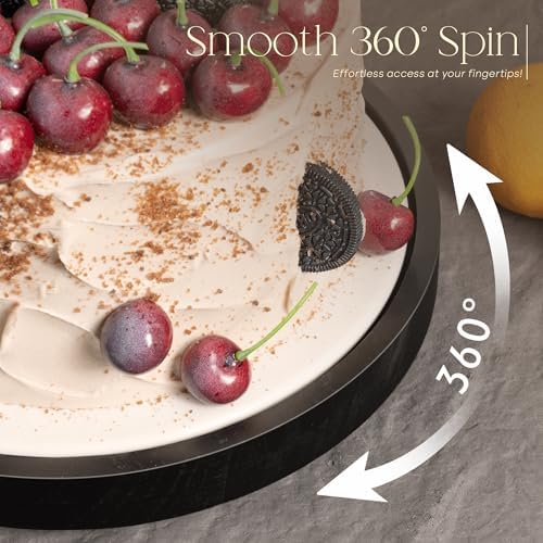 EOSAHR Wooden Lazy Susan Turntable, Non-Skid Rotating Tray Organizer, Black