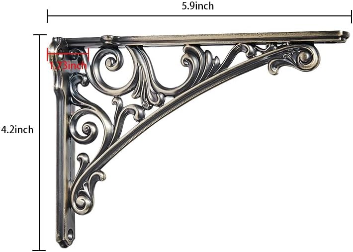 Khtumeware Shelf Bracket 6 Inch, Decorative Brackets for Shelving, Heavy Duty Vintage Ornate Shelf Bracket, Hardware Inc