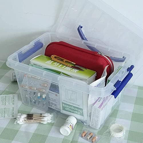 6 L Plastic Storage Box, Clear Boxes with Handles Set of 6