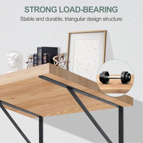 8 Pack L24 x H 12" Black Heavy Duty Shelf Brackets with Screws Metal Shelf Brackets Shelf Support Angle Brackets for She