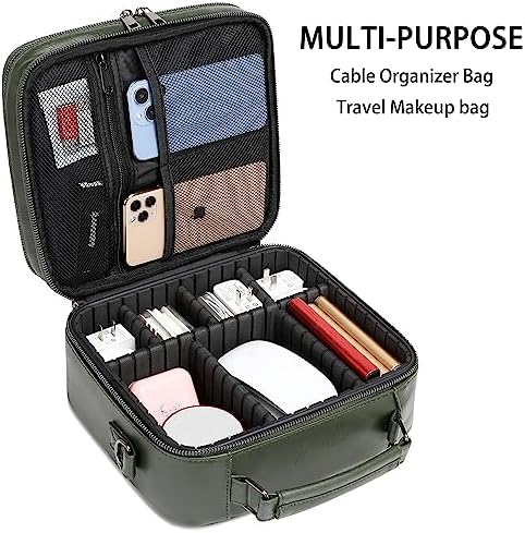 KYALOU Electronics Travel Organizer, Large Electronic Accessories Cable Case with Adjustable Dividers, Waterproof Tech S