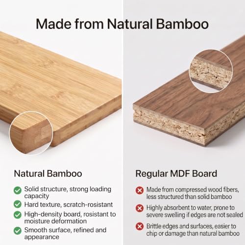 Wisuce Natural Small Corner Shelf Stand, 3-Tier Bamboo Corner Bookshelf