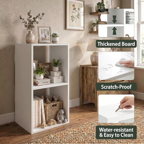 WannabeMyself【Easy Assembly】 2 Cube Storage Organizer with Anti-Tipping Kits,Reversible Open Back Book Shelf, Bookcase f