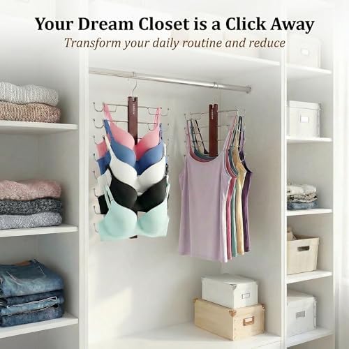 HOUSE DAY Tank Top Hanger Space Saving, Wood Bra Hanger for Closet Mahogany