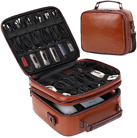 KYALOU Electronics Travel Organizer, Large Electronic Accessories Cable Case with Adjustable Dividers, Waterproof Tech S