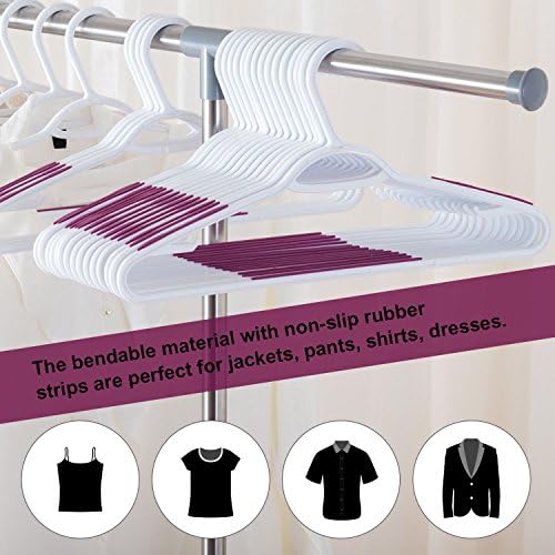 Plastic Clothes Hangers 30 Pack, Hangers with Grip Purple