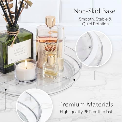 NOSTALGIQ 3-Pack Lazy Susan Organizer | Rotating Pantry Organizers and Storage | Clear Lazy Susan for Table Top, Cabinet