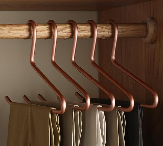 Premium Matte Gold Aluminum Pants Hanger 10 Pack, 13.7” Extra Smooth & Durable Metal Shirt Dress Hanger,Aluminum Alloy Hanger,Clothing Support,Clothing Hang