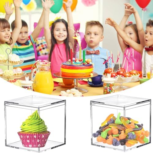 KissYou Acrylic Box With Lid 24 Pieces Small Clear Square Cube Jewelry Storage Box Wedding Party Gift Candy Boxes