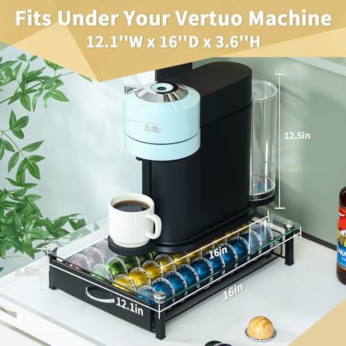 FlagShip Tempered Glass Top Nespreso Vertuo Pod Holder,40 Big Pods Capacity