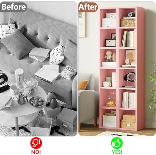 6-Tier Tall Narrow Bookshelf,Slim Bookcase with Open Cubes